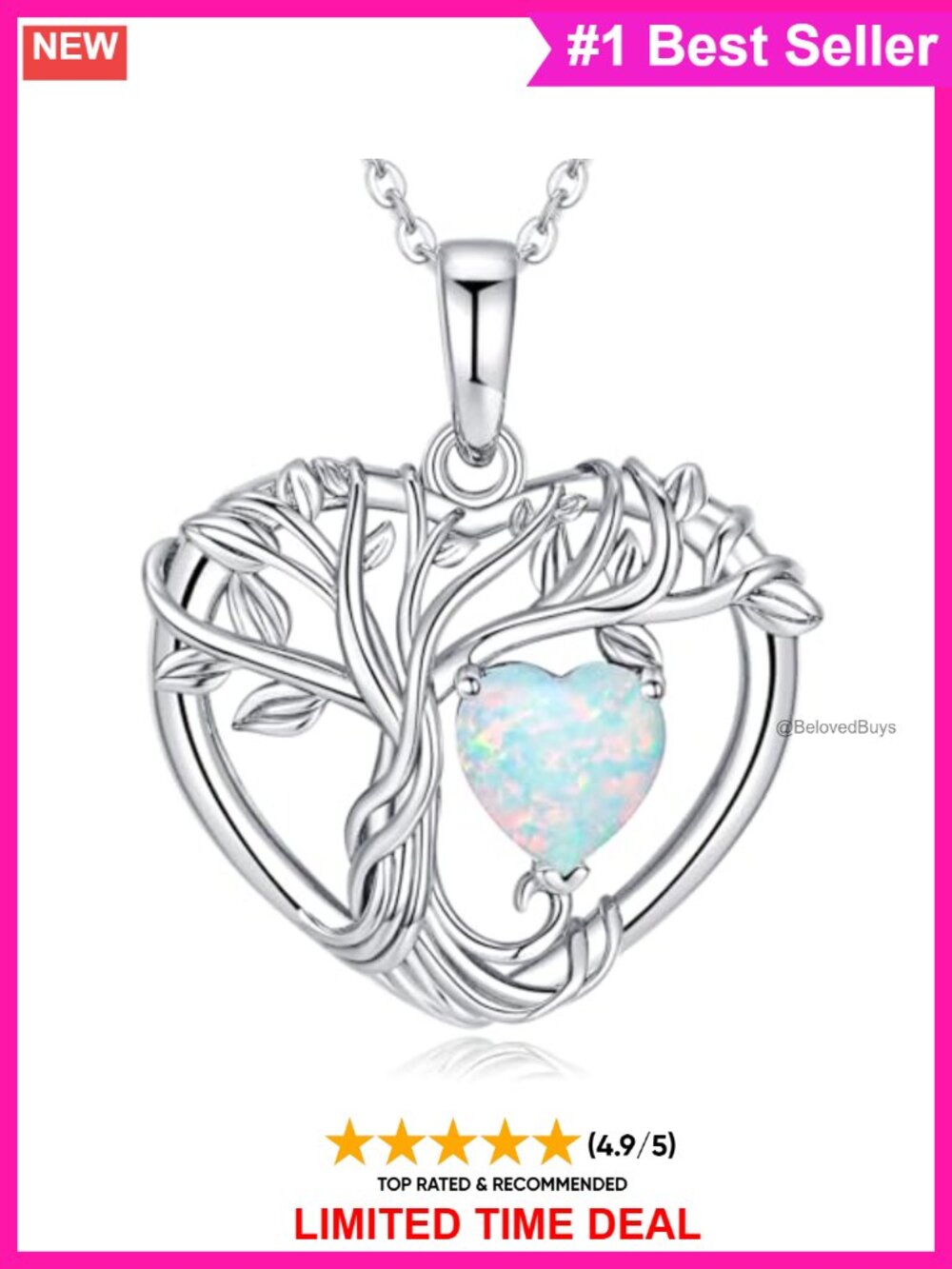 925 Sterling Silver Tree of Life Necklace Heart Birthstone Pendant
